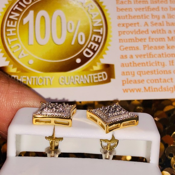 Authentic Turkish made Natural REAL Diamond custom made earrings 1/4ct Christmas - Picture 5 of 5